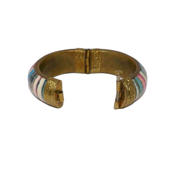 Colorful Brass Pull Pin Hinged Bangle Bracelet - Picture 7 of 12